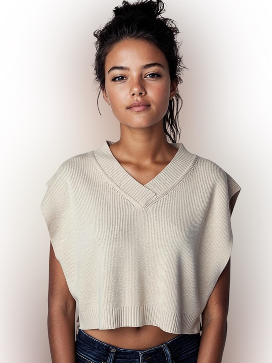 Free People Sweaters - Free People Cream Oversized Sweater Vest V Neck Chunky Knit Boho L